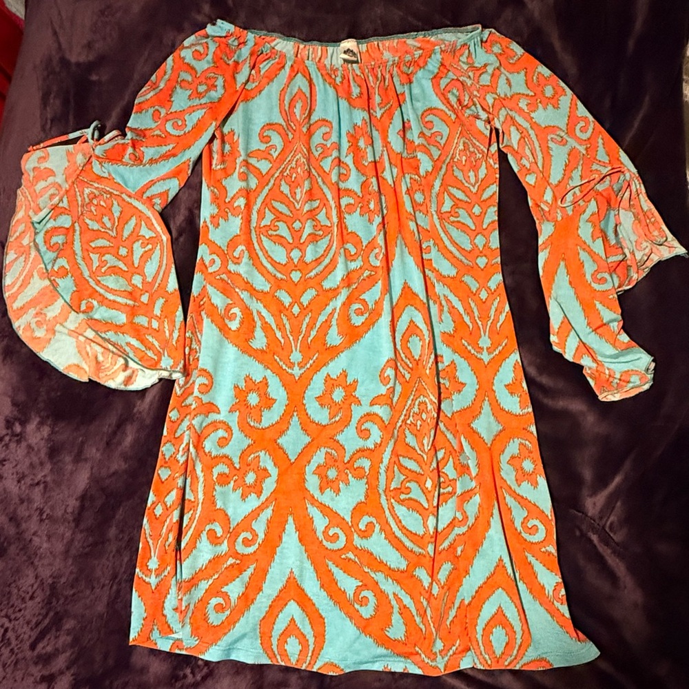 By Together Orange and Blue Patterned Garment